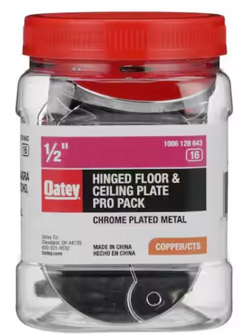 Oatey® 1/2 In. Hinged Chrome-Plated Metal Tube Floor And Ceiling Plate - 20 Pack