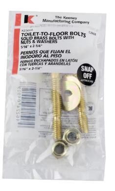 Solid Brass Snapoff Toilet Bolts - 5/16 X 2-1/4